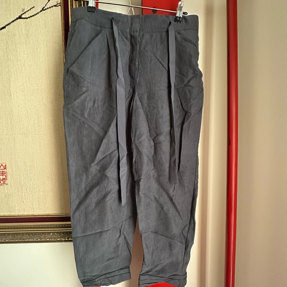 Wilfred Linen Blend Cropped Gray Pants Relaxed Fit